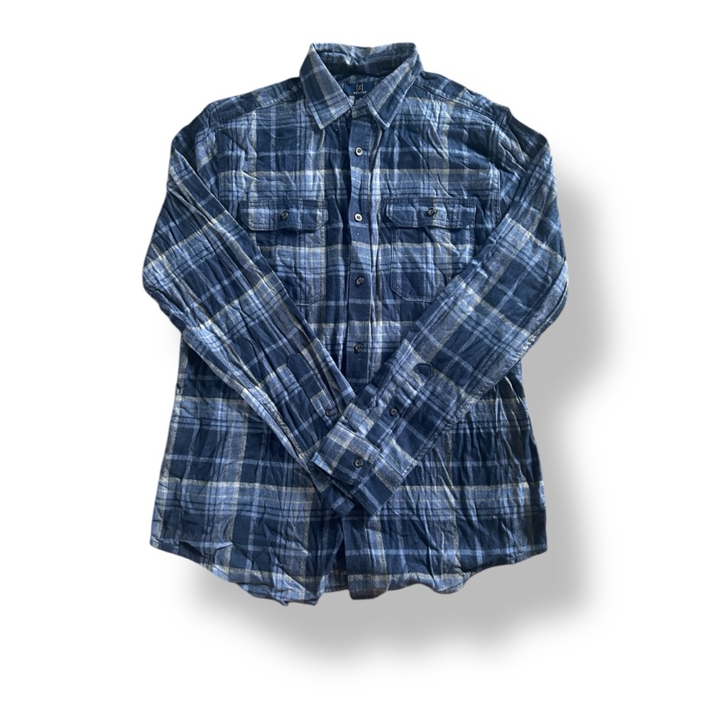[George] Blue Flannel Plaid Shirt